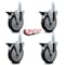 Service Caster 5'' Thermoplastic Rubber Swivel 7/8'' Square Stem Caster Set with Brake, 4PK SCC-SQ20S514-TPRB-PLB-78-4 - alternate 2